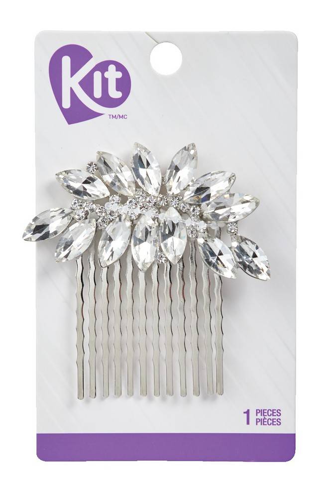 Kit Fash Comb Silver Crystal