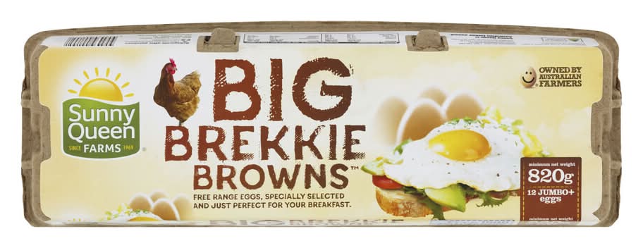 Sunny Queen Farms Free Range Big Brekkie Browns Eggs (820g, 12 pack)