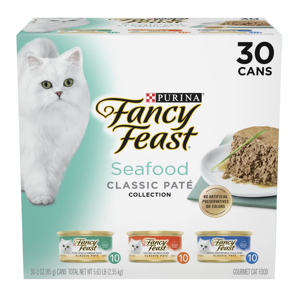 Purina Fancy Feast Classic Pate Collection Seafood Cat Food pack (30 x 3 oz)