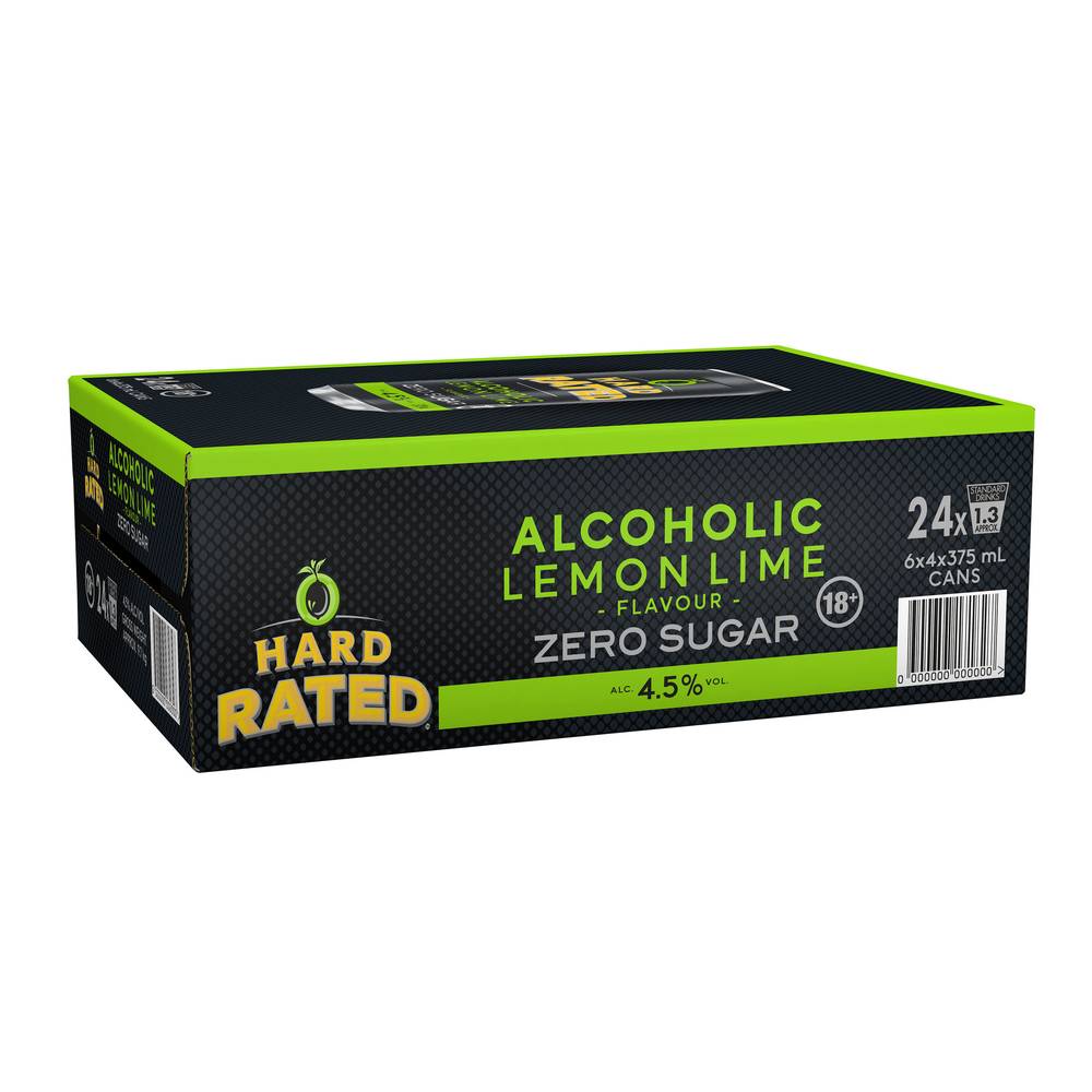 Hard Rated Lemon Lime Zero Sugar Can 375mL X carton 24