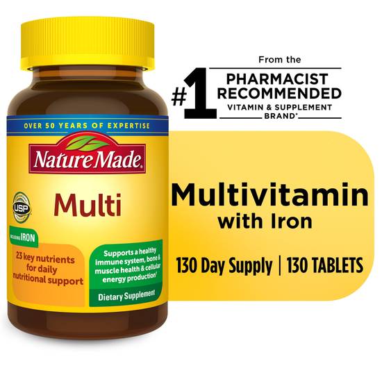 Nature Made Multivitamin Complete Tablets with Iron, 130 CT