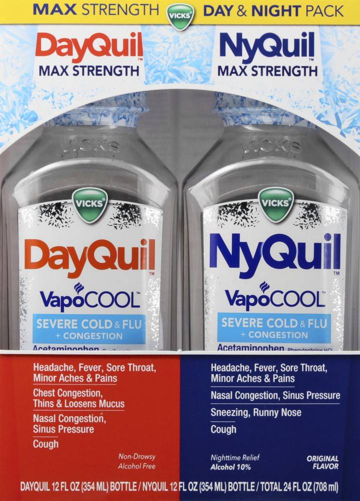 Vicks Dayquil/Nyquil Severe Cold & Flu Relief Syrup (24 fl oz)