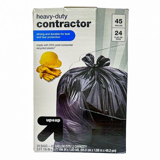 Up & Up Heavy Duty Contractor Flap Tie Trash Bags (85.8 cm * 1.08 m * 48.2 µm)