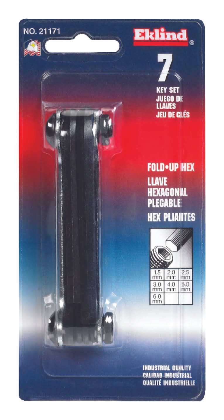 Eklind Metric Fold-Up Hex Key Set 7 Pc