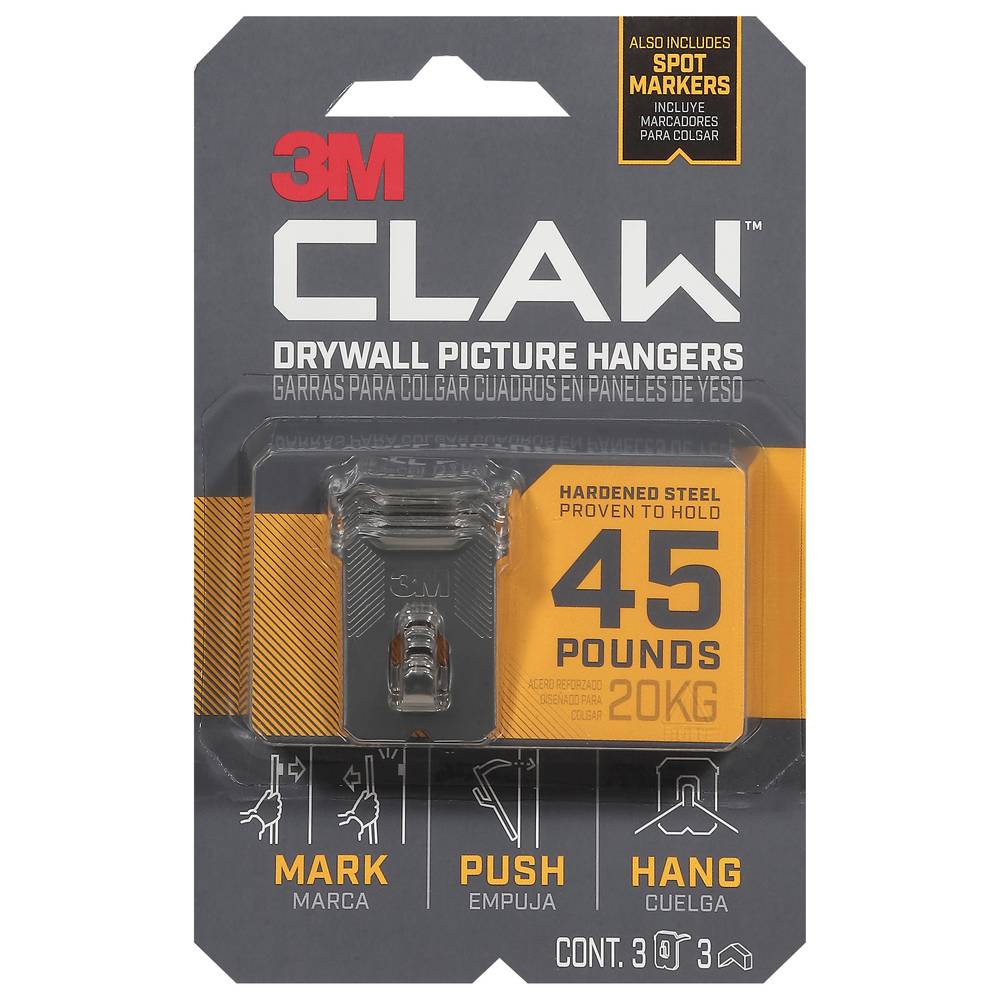 3M Claw Drywall Pic Hang 45lb Vp 3ct 3ph45m-3es