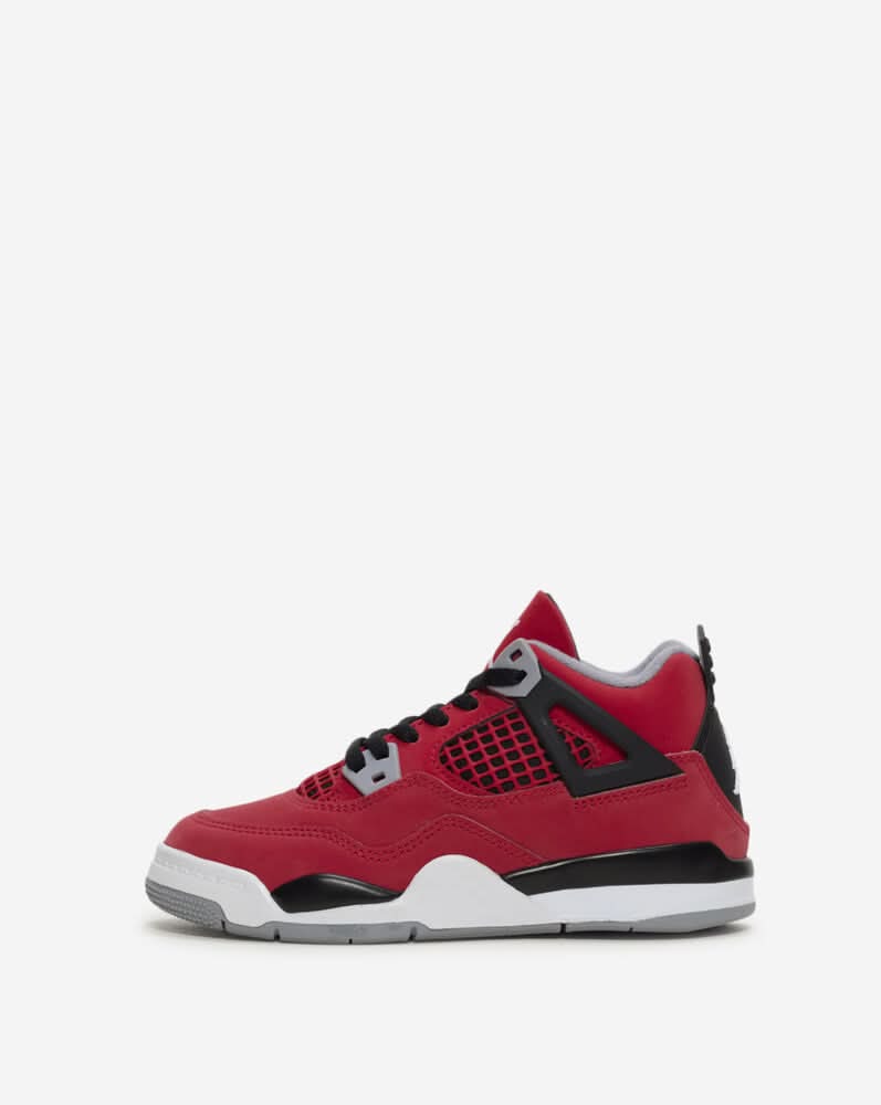 Jordan 4 Retro Toro Bravo Preschool Kids' Shoes, 1, Fire Red/Black/Cement Grey/White