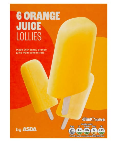 ASDA Orange Juice Lollies (6 x 73ml)