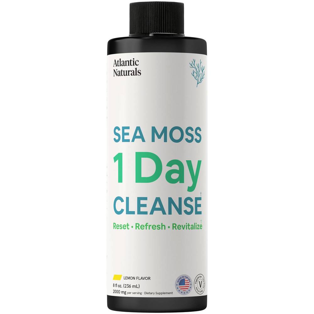 Atlantic Naturals Sea Moss 1 Day Cleanse Full Body Detox To Support Bowel Movements, Lemon (8 fl oz)