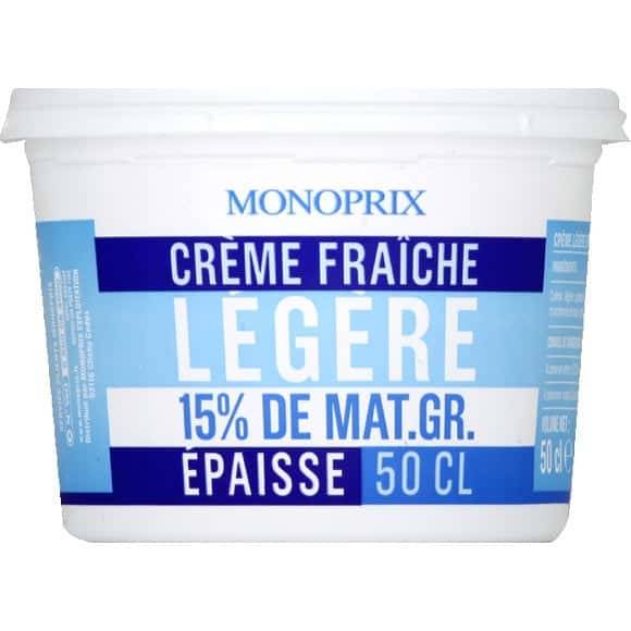 Monoprix Crème Fraîche Légère Épaisse 15% De Mg Le Pot De 50Cl