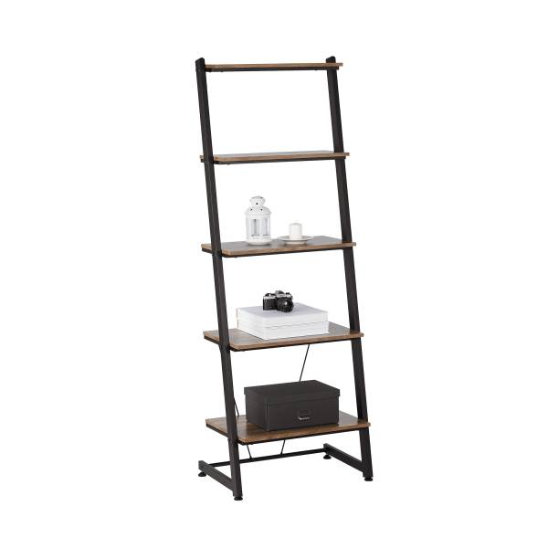 Realspace Belling 73"h Leaning 5-shelf Bookcase Modern Oak