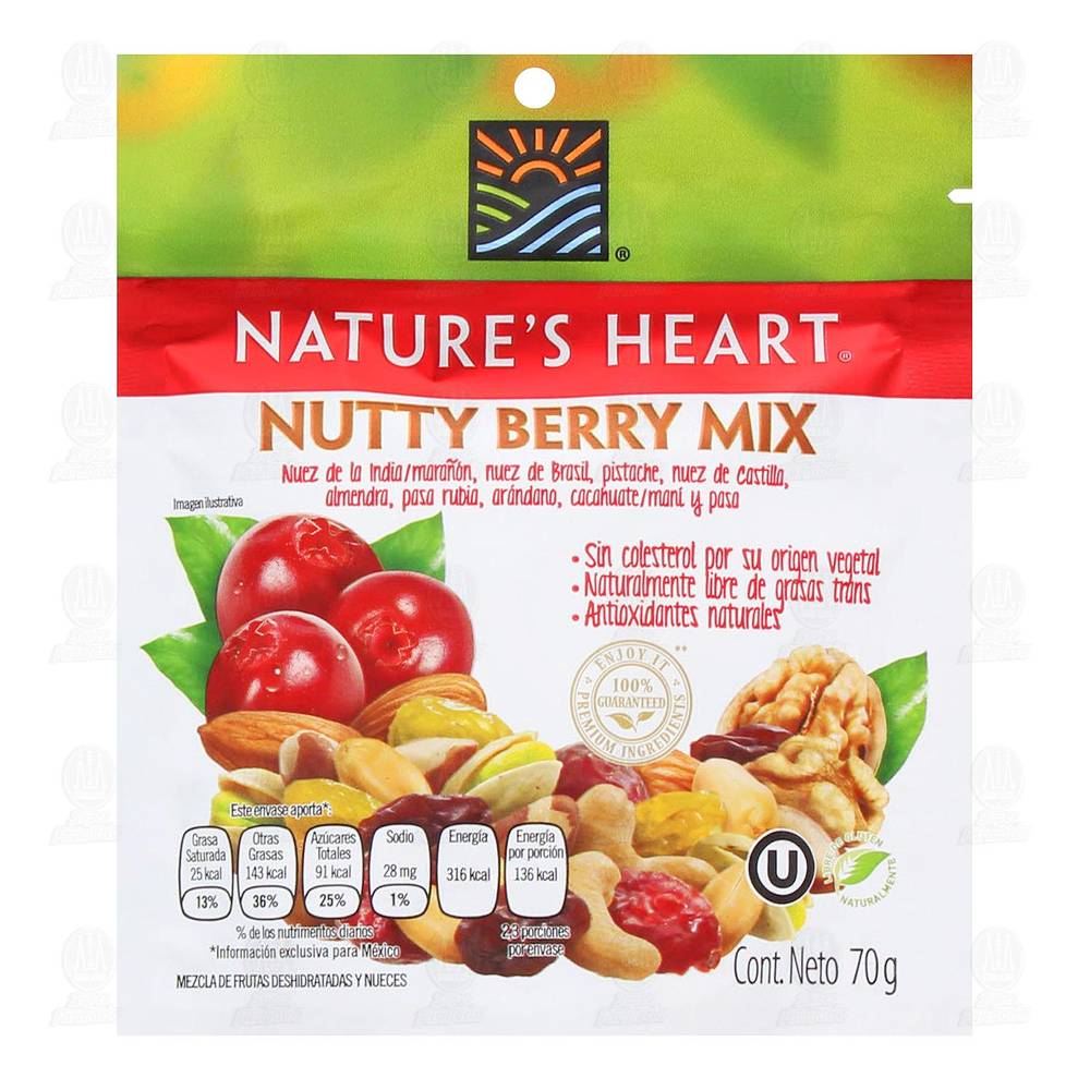 Nature's Heart · Nutty berry mix de frutas deshidratadas y nueces (70 g)