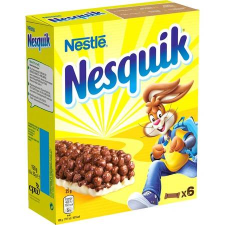 Barres céréales au chocolat NESQUIK - les 6 barres de 25 g