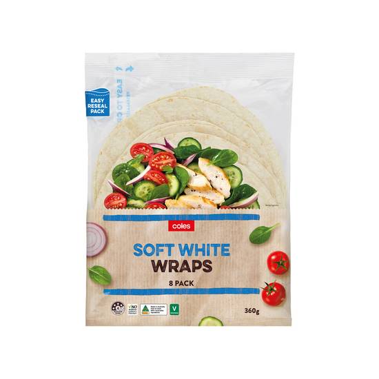 Coles Soft White Wraps 8 pack 360 Gram