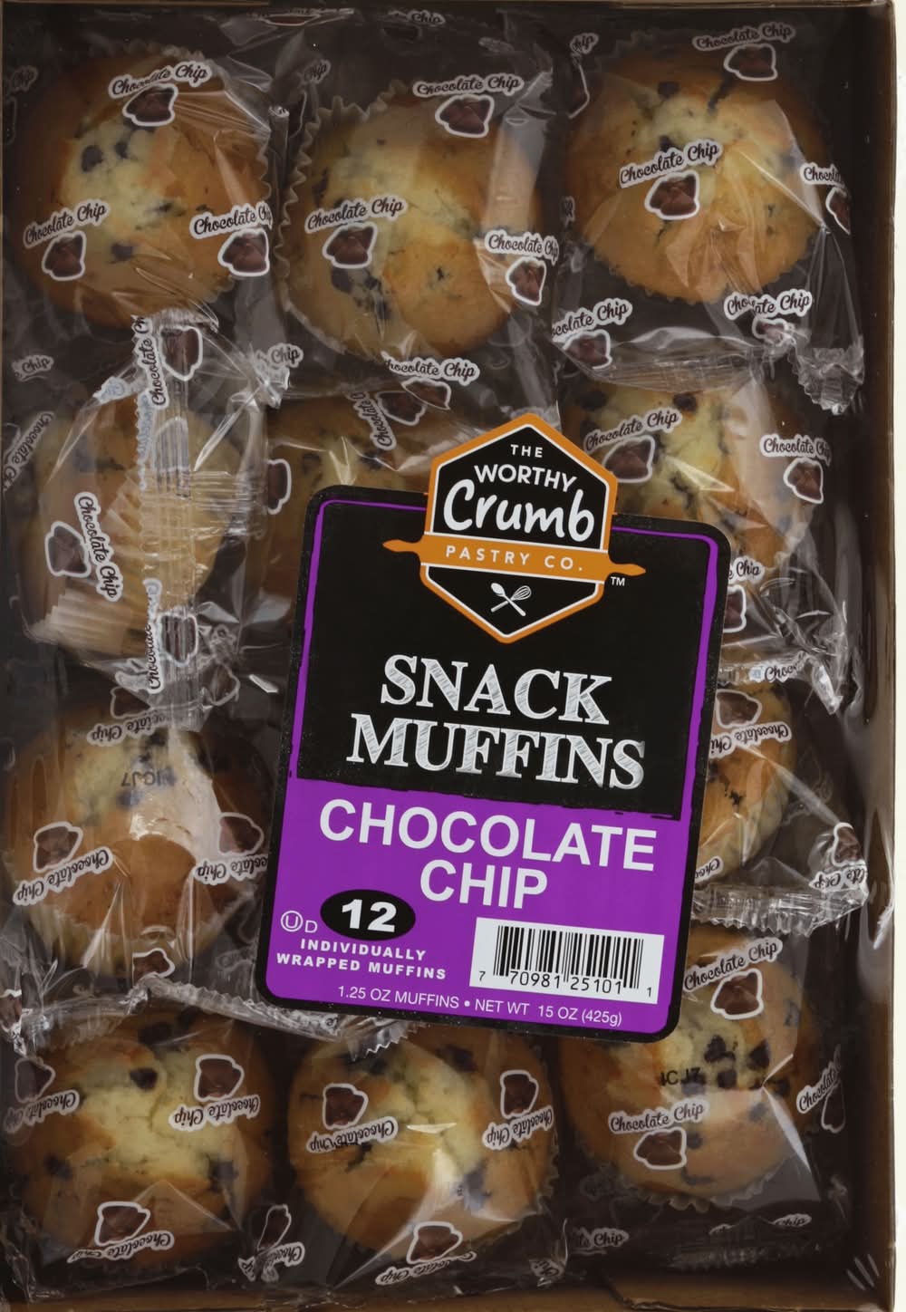 The Worthy Crumb Chocolate Chip Snack Muffins (15 oz)