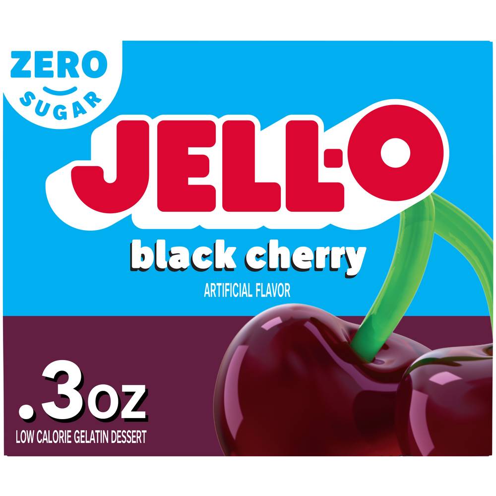 Jell-O Sugar Free Black Cherry Gelatin Dessert Low Calorie (0.3 oz)