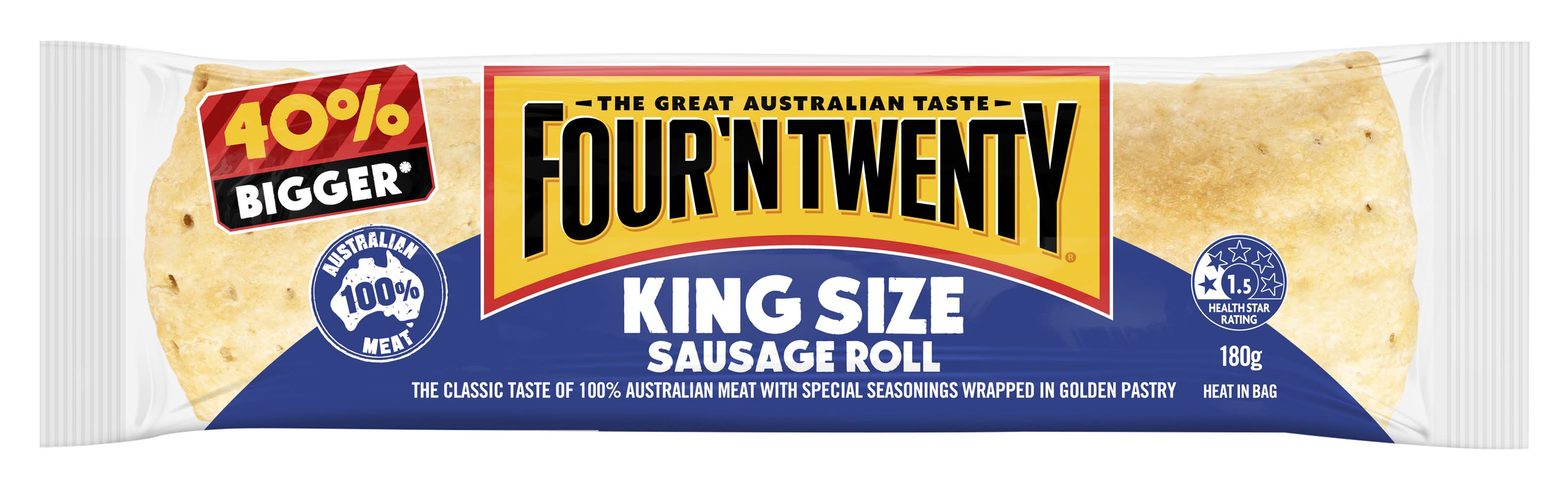 Four'N Twenty Sausage Roll Single Wrap, King (180g)