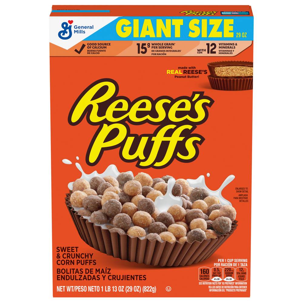 Reese's Puffs Sweet and Crunchy Peanut Butter Giant Size Corn Puffs