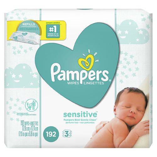 Pampers Sensitive Wipes - 64.0 ea x 3 pack