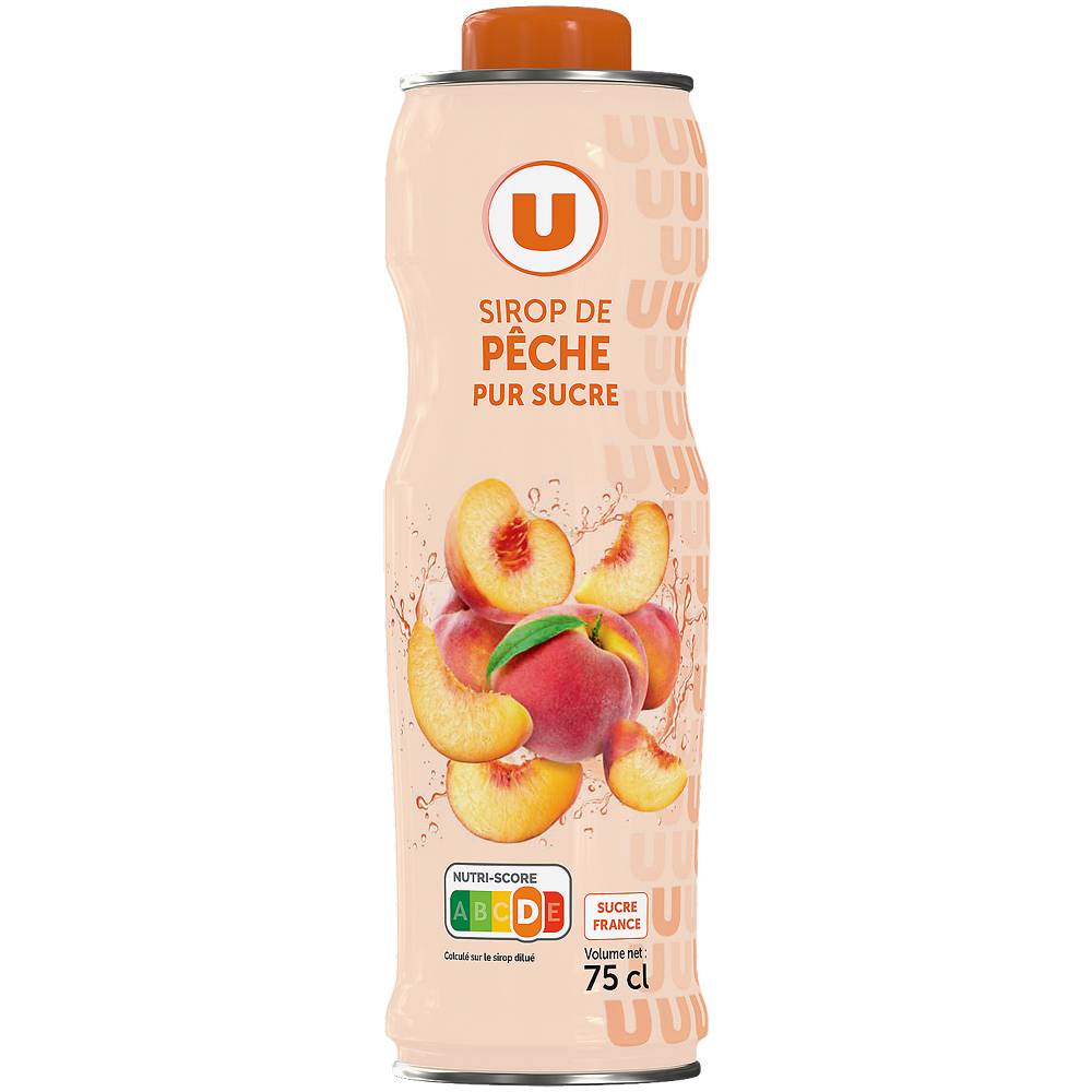 Les Produits U - Sirop de pêche bidon de (750ml)