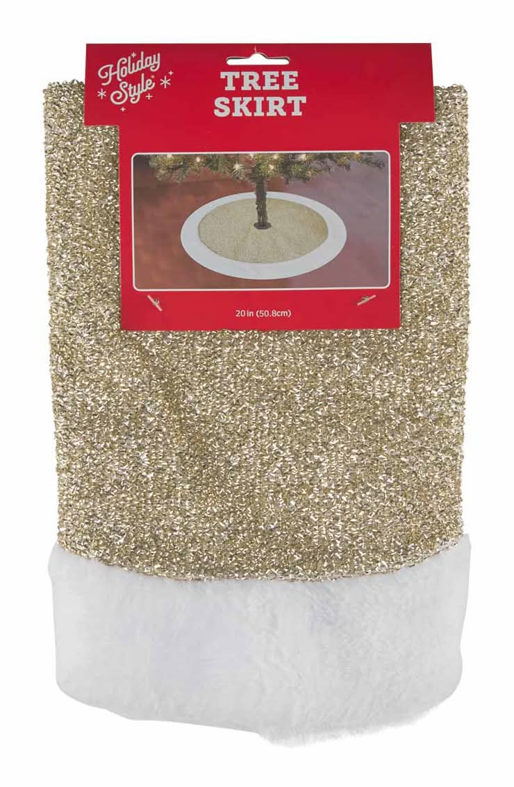 Holiday Style Tree Skirt Decor, 20 in, Gold (2 ct)