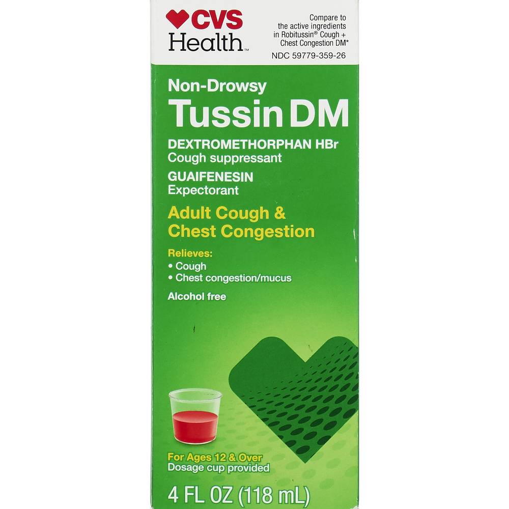 CVS Health Non Drowsy Tussin DM Cough & Chest Congestion, 4 OZ