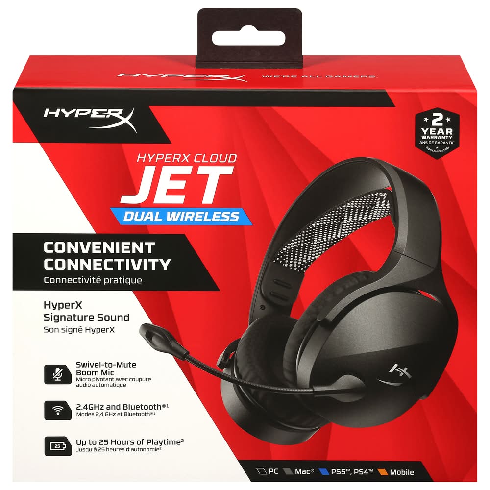 Hyperx Cloud Jet Dual Wireless Gaming Headset, Black