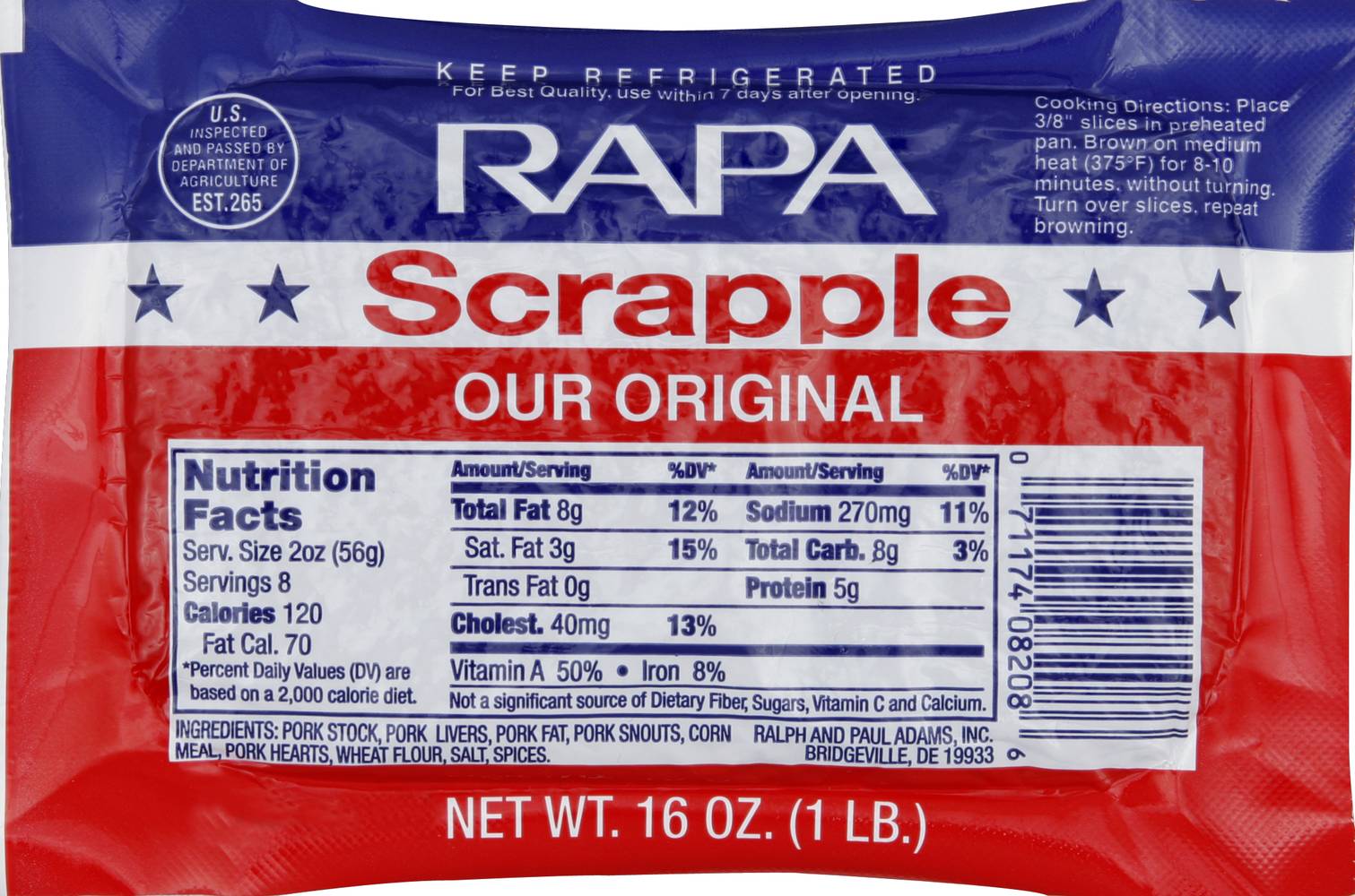 Rapa Our Original Scrapple (1 lbs)