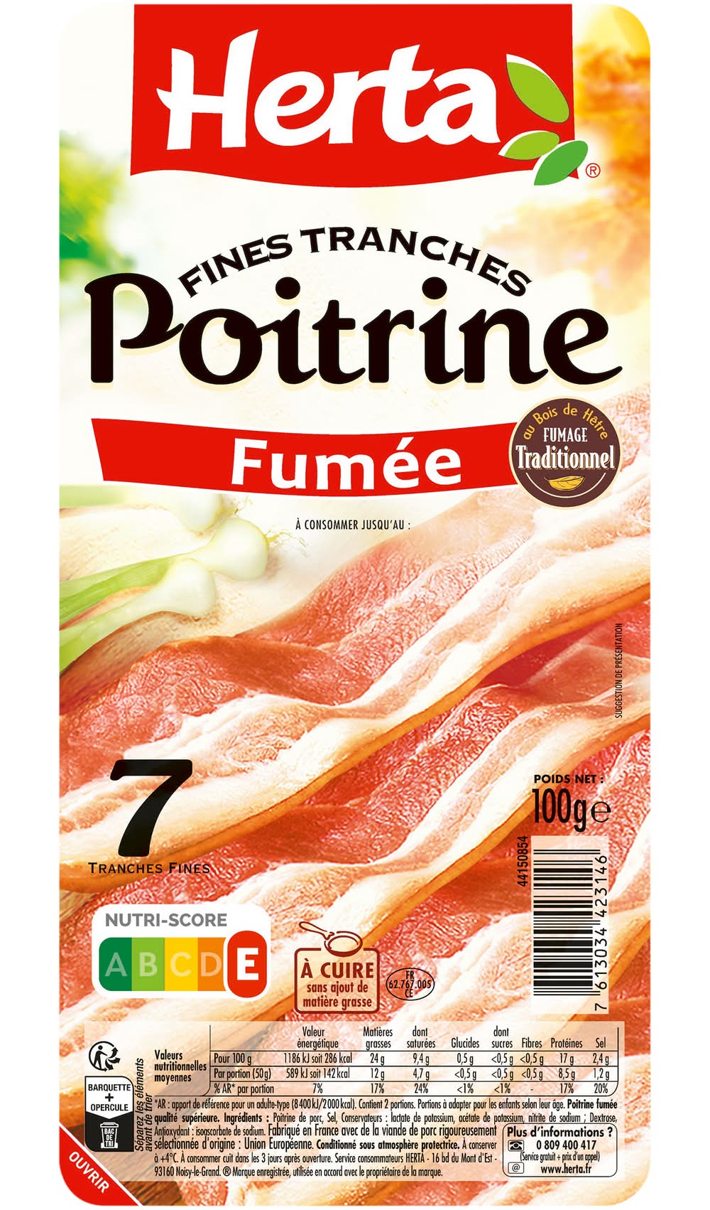 Herta - Poitrine de porc fumée en tranches (7)
