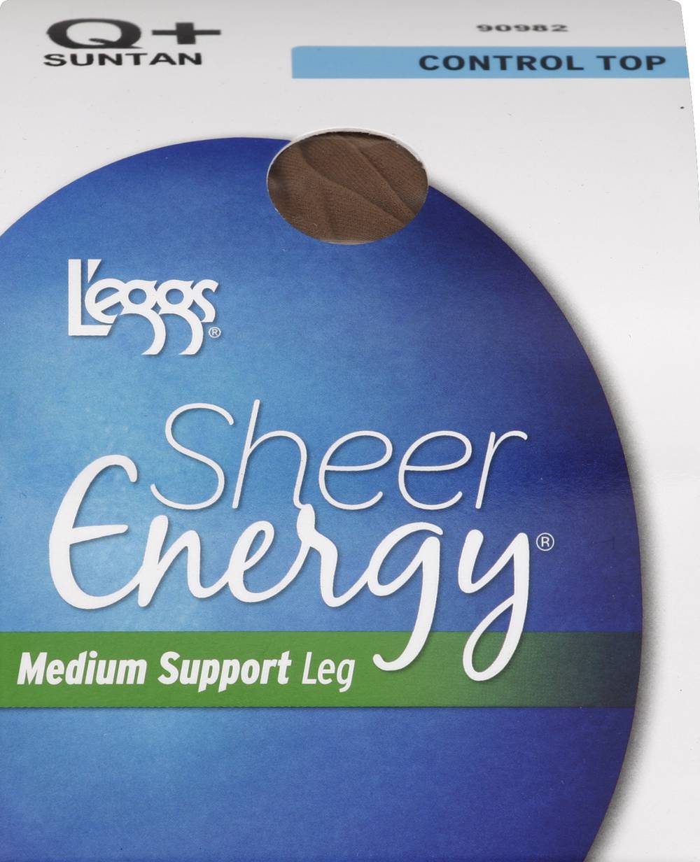 L'eggs Energy Revitalizing Sheer Pantyhose Sheer Toe Control Top Size Q+ Tan, Multi