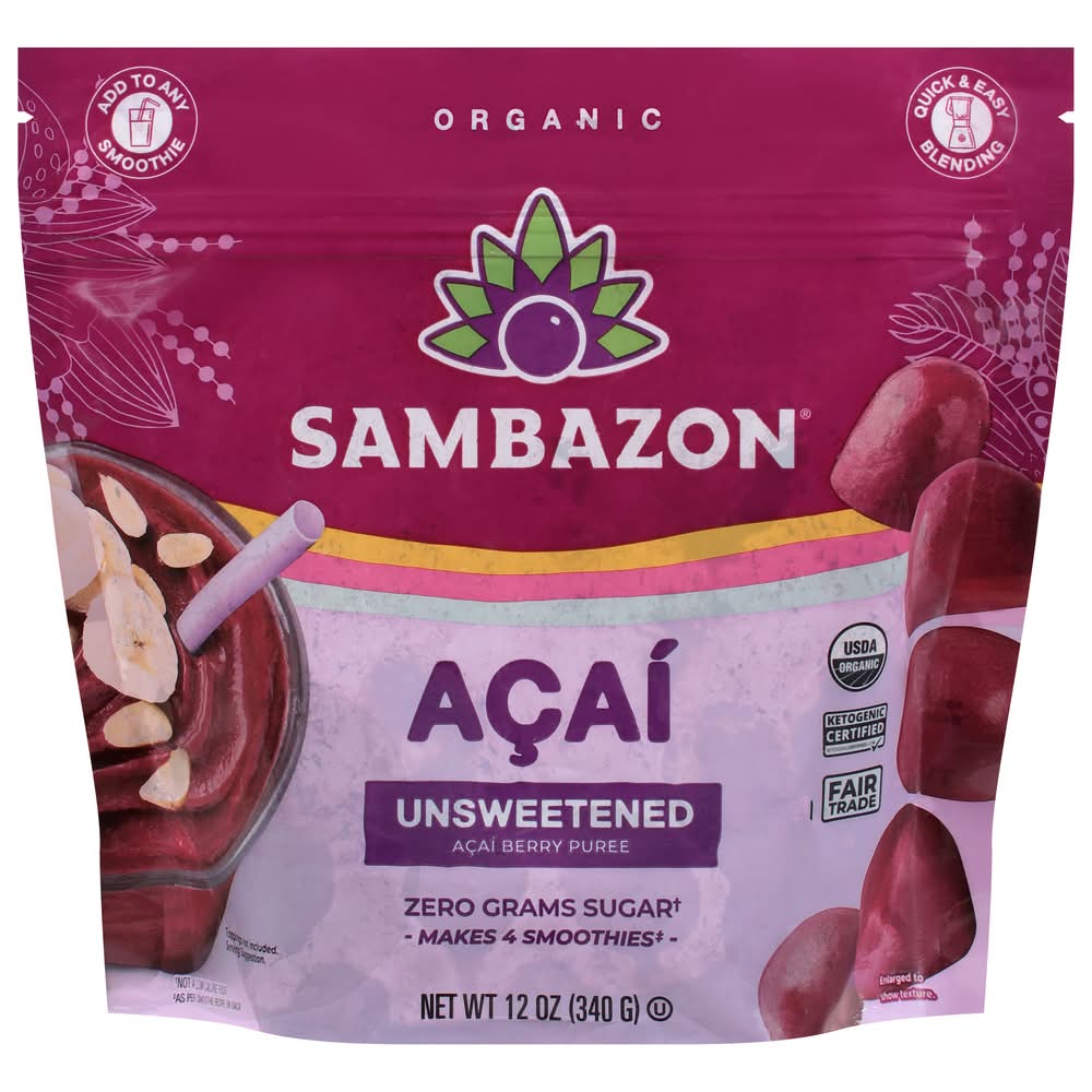 Sambazon Organic Unsweetened Acai Berry Puree (12 oz)
