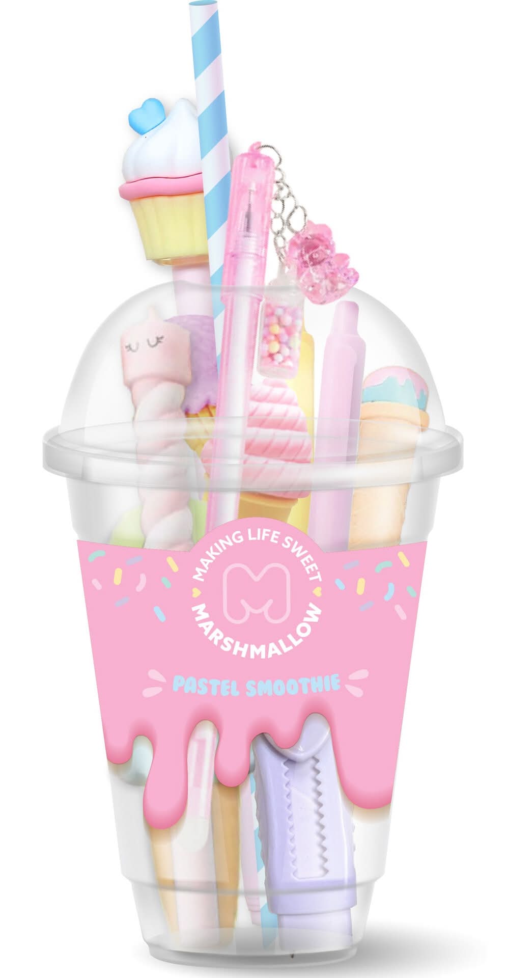 Set Escrita 6Unidades+Copo Smoothie Marshmallow