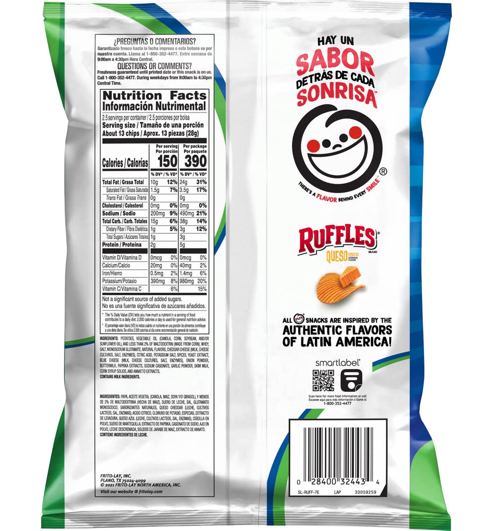 Ruffles Potato Chips, Queso Cheese (70.8 g)