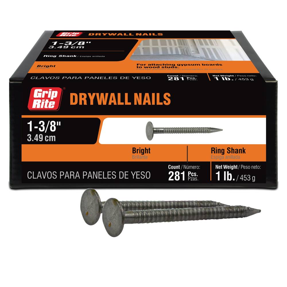 Grip-Rite 1-3/8-in 12-Gauge Coated Ring Shank Drywall Nails (281-Per) | 138ATDW1