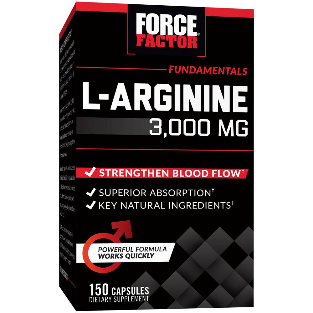 Force Factor L Arginine Strengthen Blood Flow 3000 mg Capsules (150ct)