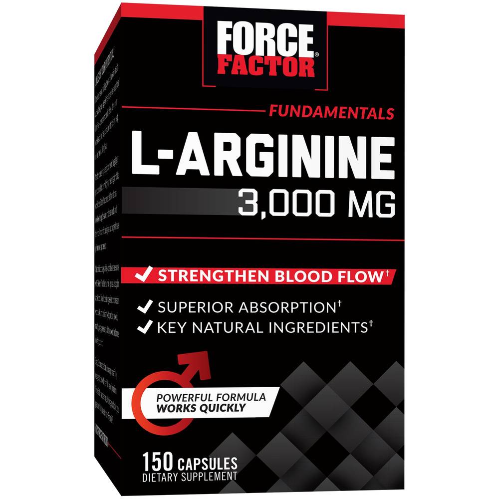 Force Factor L Arginine Strengthen Blood Flow 3000 mg Capsules (150 ct)