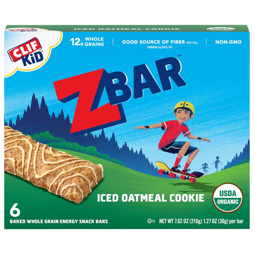 Clif Kid Zbar Organic Energy Snack Bars, Iced Oatmeal Cookie (1.27 oz, 6 ct)