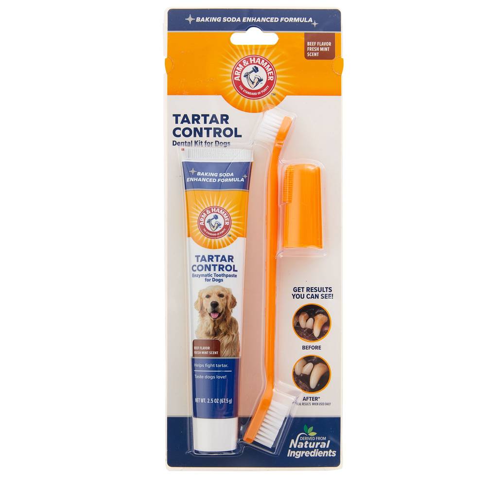 Arm & Hammer Tartar Control Dog Dental Kit, Beef - Mint (2.5 oz, 2 ct)