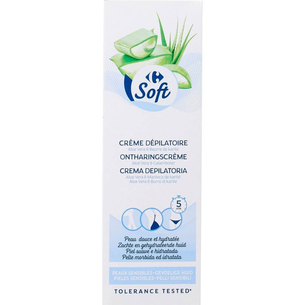 Crème dépilatoire peaux sensibles CARREFOUR SOFT - le tube de 200mL