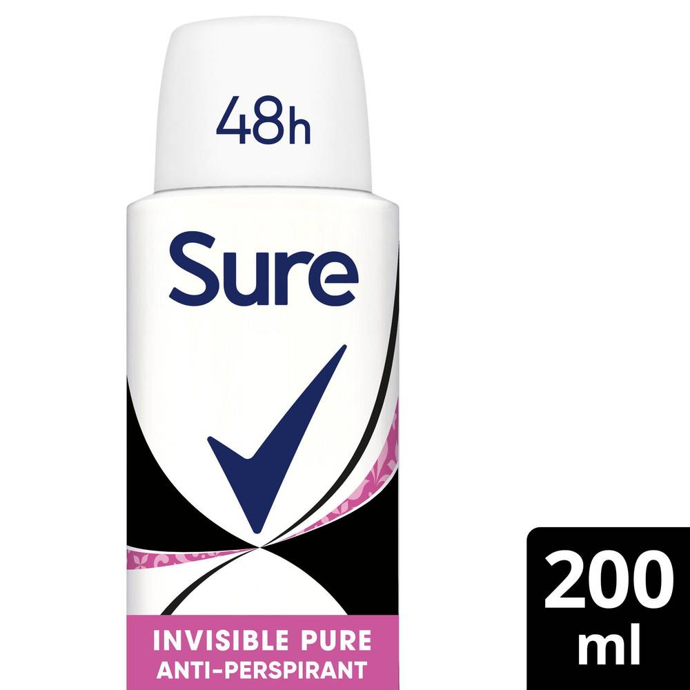 Sure Anti Perspirant Deodorant Aerosol Invisible Pure 200ml