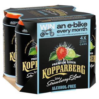 Kopparberg Alcohol-Free Premium Cider with Strawberry & Lime 4 x 330ml