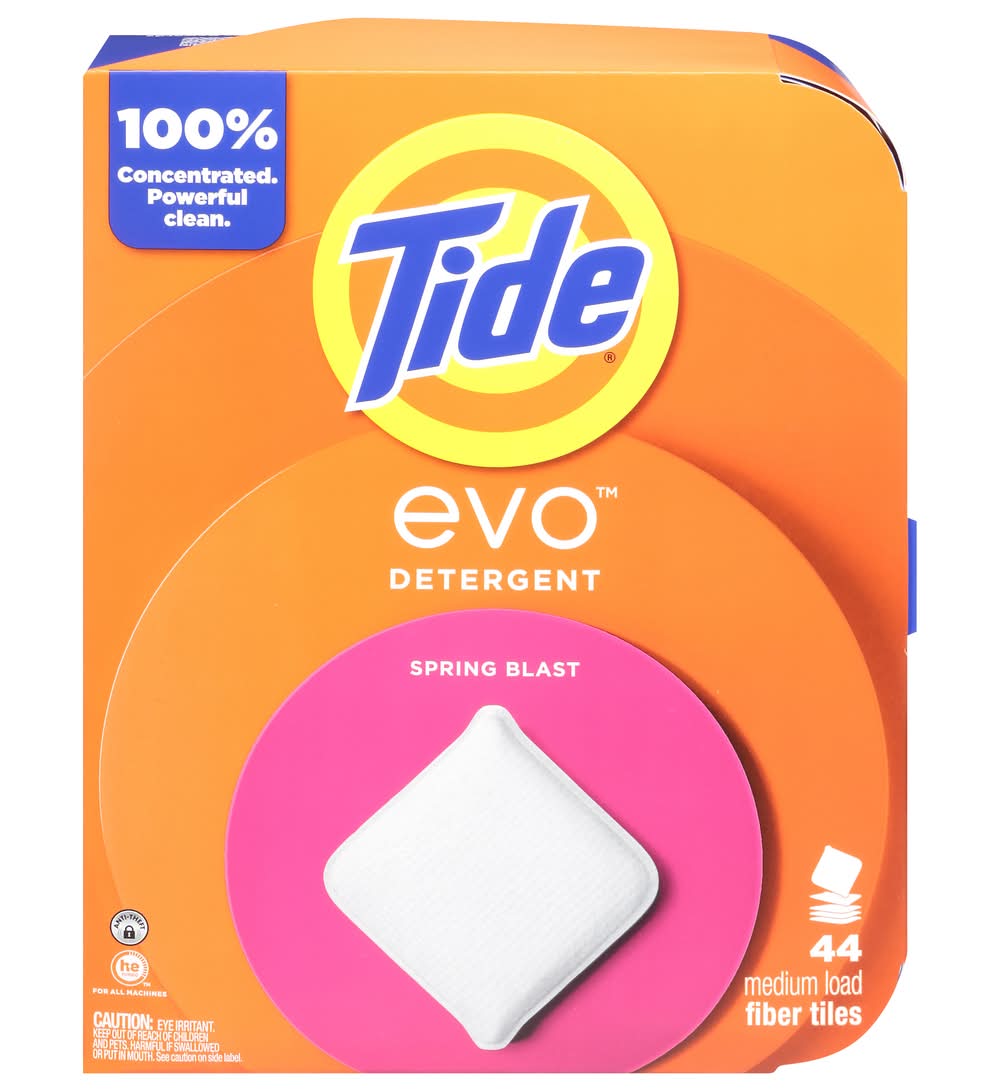 Tide Evo Laundry Detergent Fiber Tiles Spring Blast (44 ct)