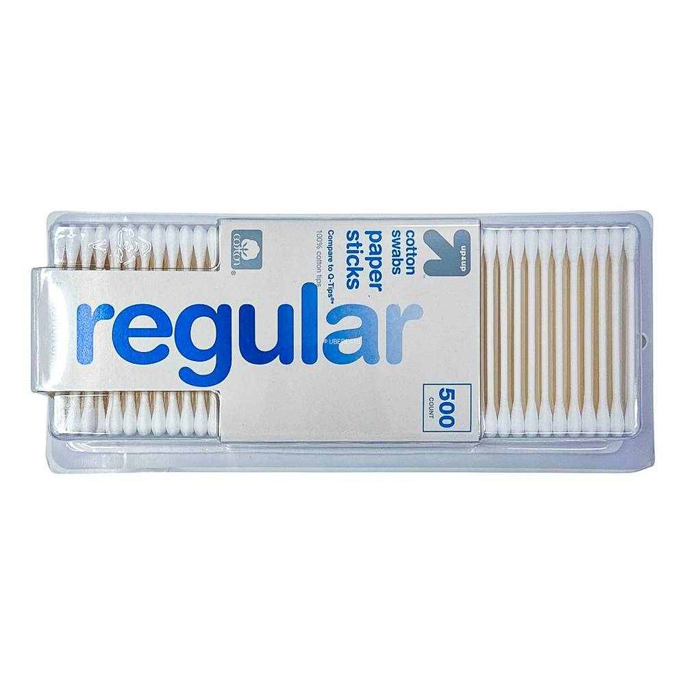 Up&Up Regular Cotton Swabs Paper Sticks (500 ct)