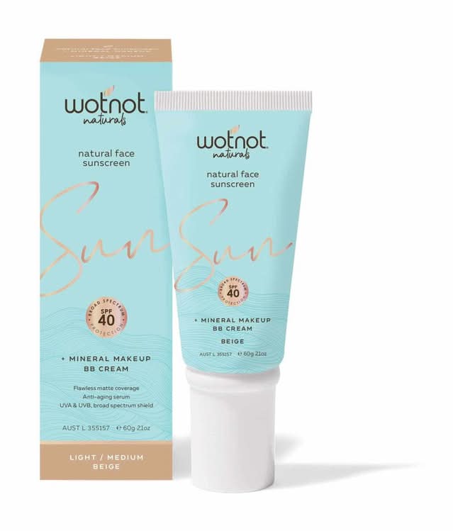Wotnot Natural Face Sunscreen SPF40+ Mineral Make-Up Beige 60g