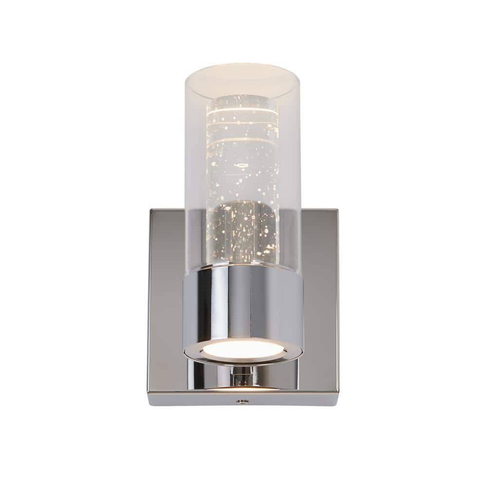 Artika Essence 4.3 In. 1-Light Chrome Modern Dimmable Integrated Led Wall Sconce For Bathroom With Bubble Glass