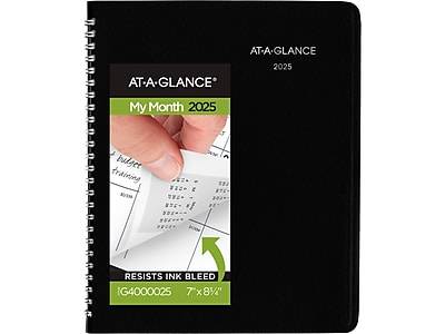 AT-A-GLANCE 2025 Faux Leather Cover Monthly Planner, Black