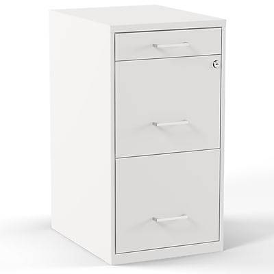 Staples 3-Drawer Light Duty Vertical File Cabinet, Locking, Letter, White, 18D (52144)