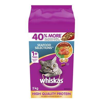 Whiskas · Nourriture sèche Sélections avec du vrai saumon pour chats adultes (2 kg de vrai saumon) - Real salmon dry food for cats (2 kg)