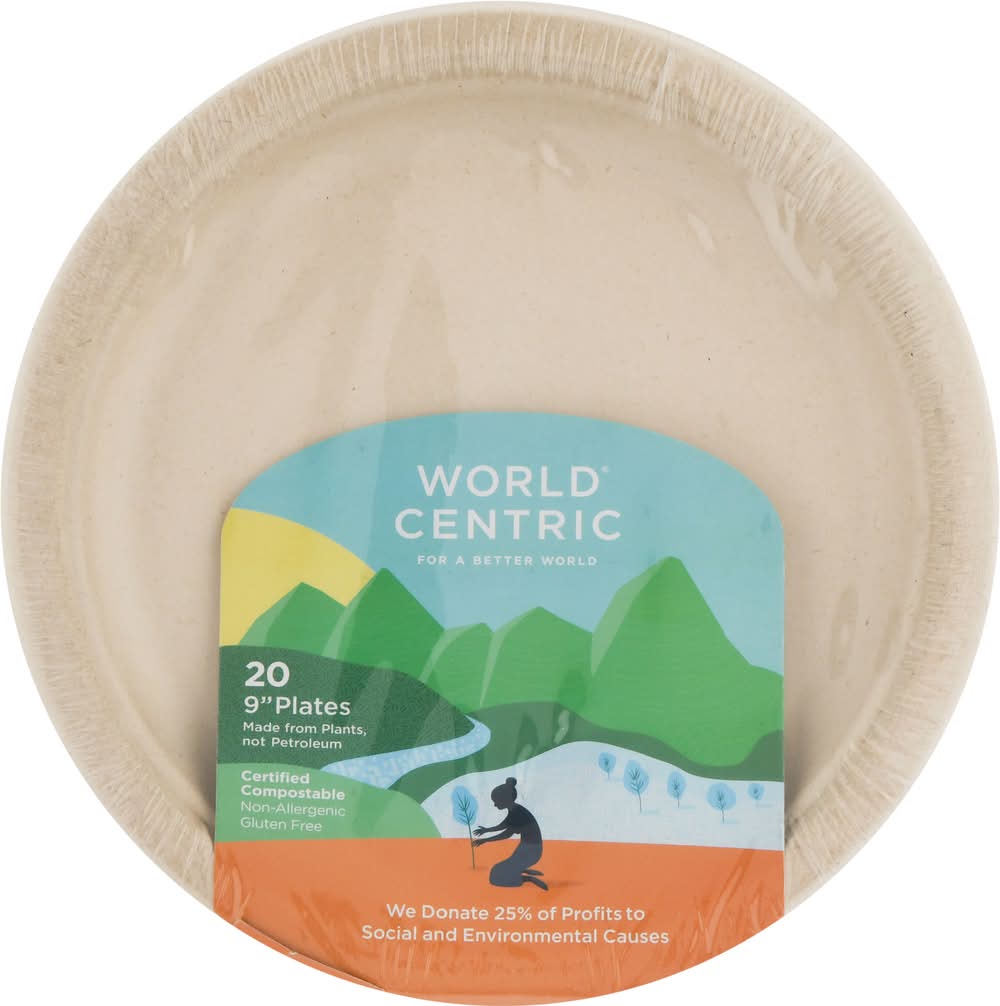 World Centric 9 In Compostable Plates (12.8 oz)