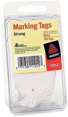Avery® White Marking Tags, 2 3/4 x 1 11/16, 100/Box