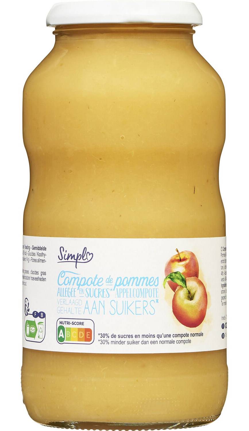 Simpl - Compote de pommes allégée en sucres (720g)